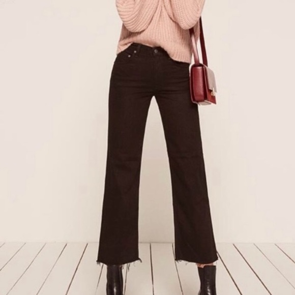 Reformation Denim - Reformation black stretch flood jeans 25